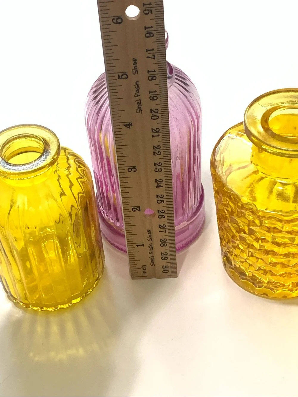 Glass Decorative Vases - Yellow & Pink Set
